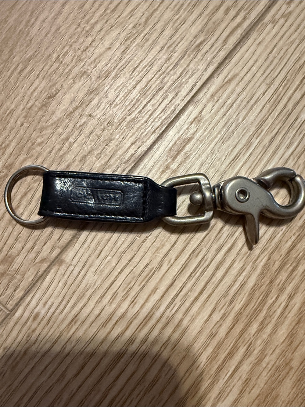 Black Leather Coach *VINTAGE* Trigger Snap Valet Key Fob